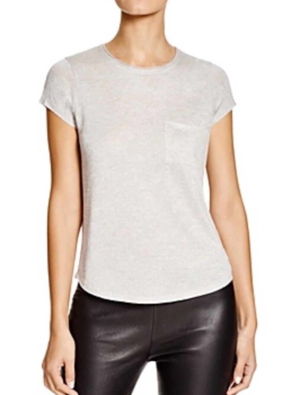 Women's Vince Raw Edge Crewneck Tee, Size Large - Metallic